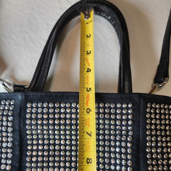 Rhinestone Studded FAUX Suede Mini Bag with Crossbody Strap, GUC - Picture 13 of 16
